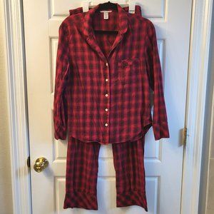 Victoria's Secret Flannel Long Pajama Set, Top & Bottom, GUC, Size Small